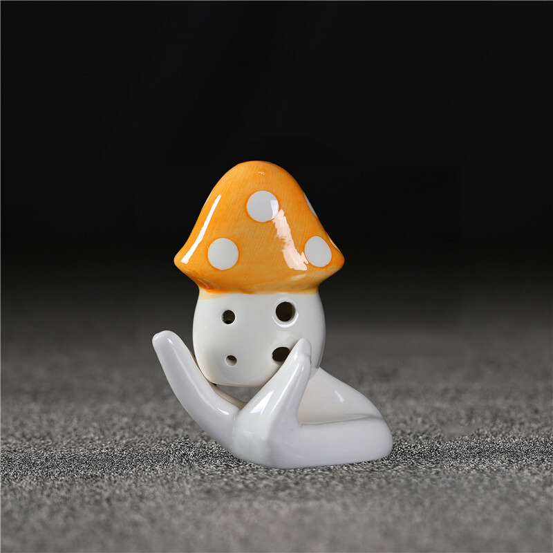 6-Hole Orange Ocarina Mushroom Shape