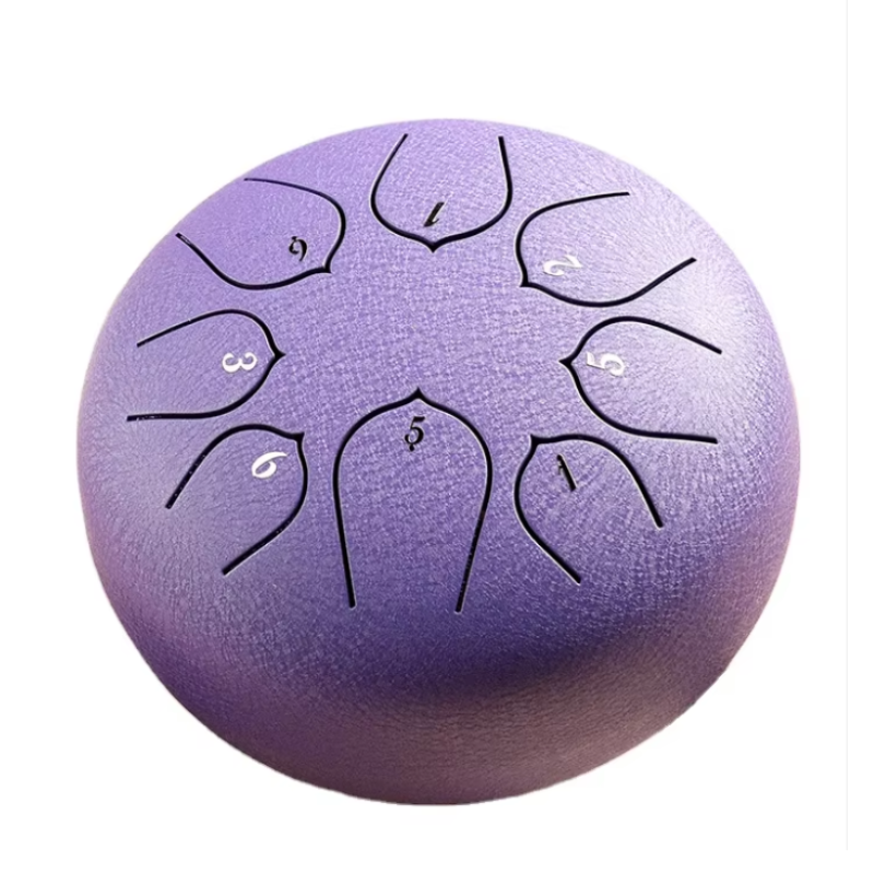 8-Tone 6-Inch C Key Lavender Carbon Steel Tongue Drum With Lotus Petal Pattern