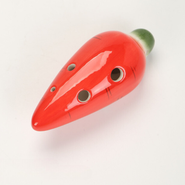 6-Hole Red Ocarina Carrot Shape