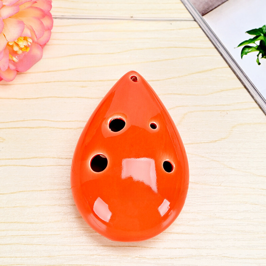 6-Hole  Red Ocarina Teardrop Shape