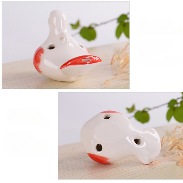 6-Hole Red Ocarina Dove Shape