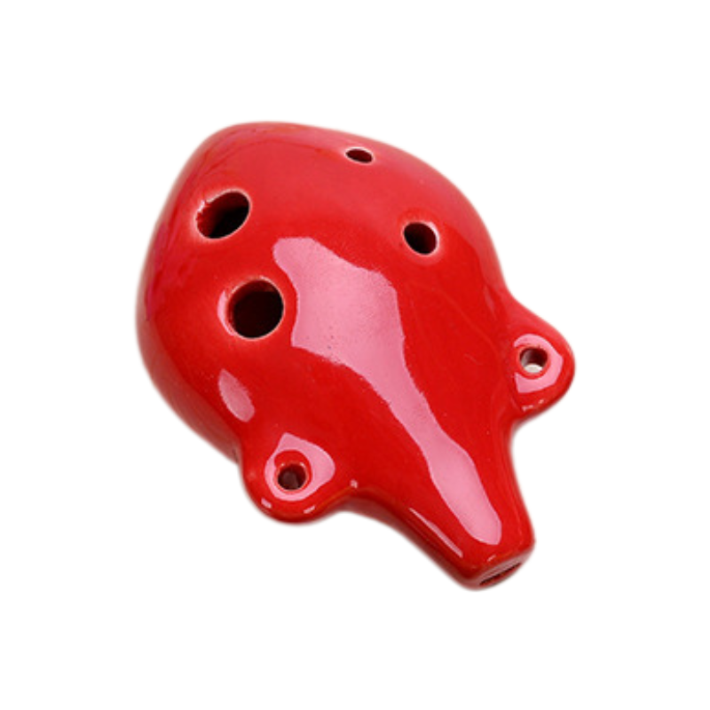 6-Hole Wine Red Ocarina Dual-Ear Shape