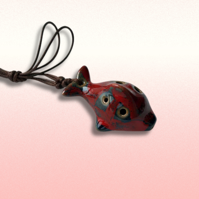 6-Hole Red Ocarina Little Dolphin Shape