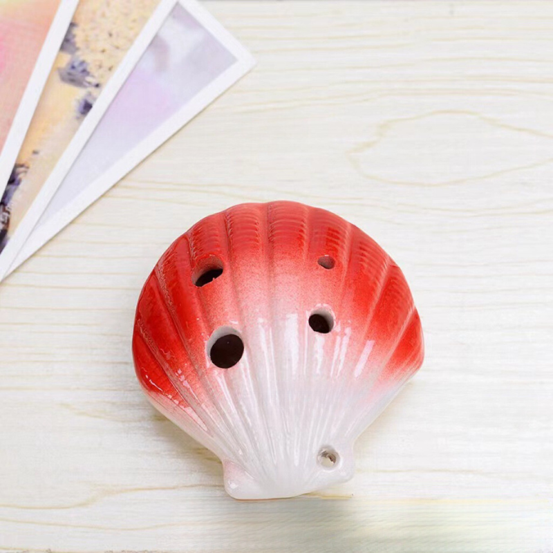 6-Hole Red Ocarina Seashell Shape