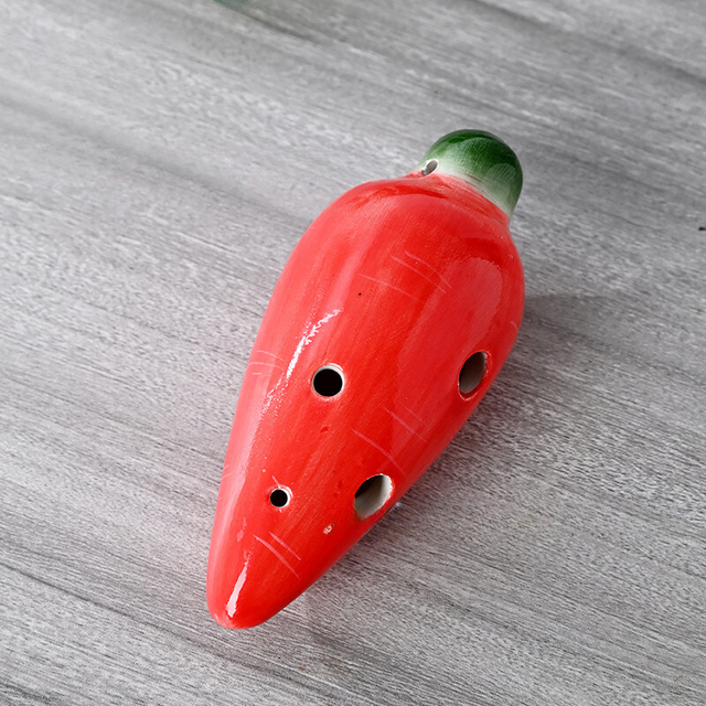 6-Hole Red Ocarina Carrot Shape