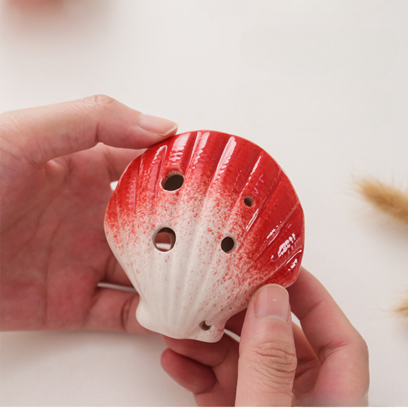 6-Hole Red Ocarina Seashell Shape