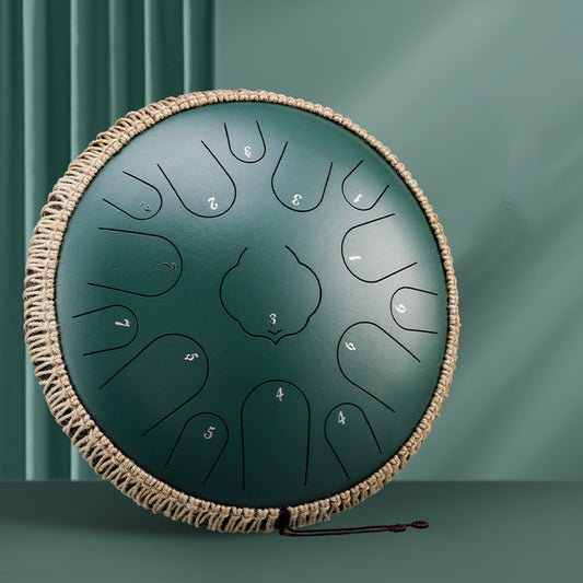 15-Tone 14-Inch D Key Dark Green Carbon Steel Tongue Drum