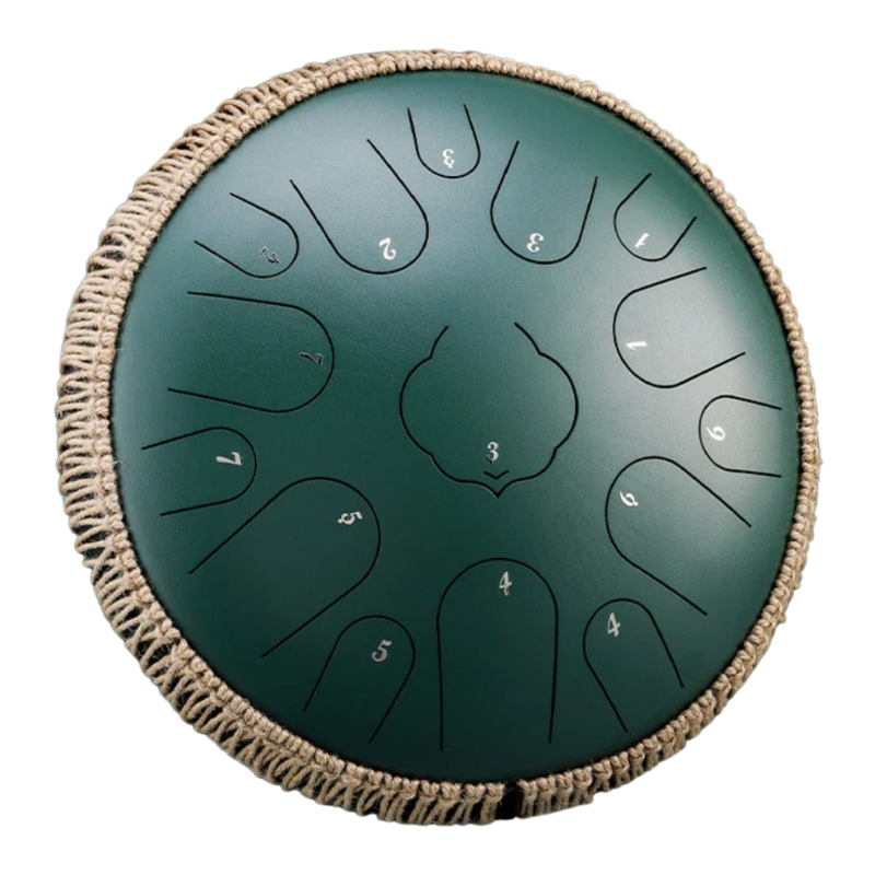 15-Tone 13-Inch C Key Dark Green Carbon Steel Tongue Drum