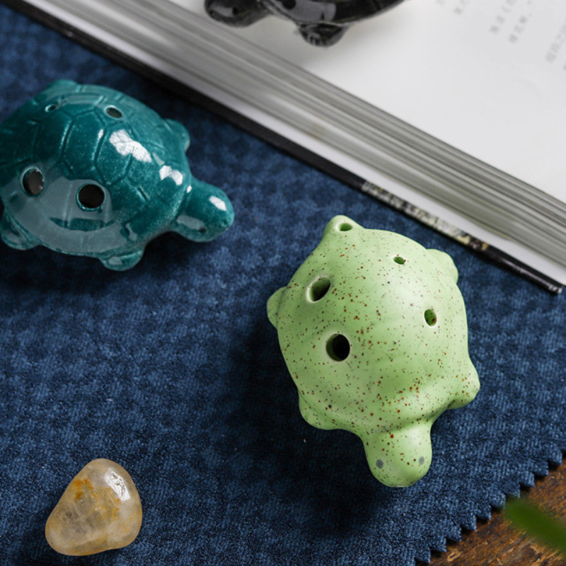 6-Hole Light Green Ocarina Turtle Shape