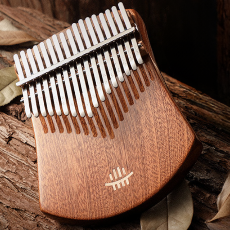 17 Keys Kalimba Dark Brown Sapele Wood Curvy Shape