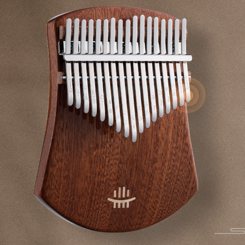 17 Keys Kalimba Dark Brown Sapele Wood Curvy Shape