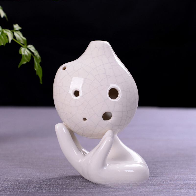 6-Hole White Crack Ocarina Round Shape