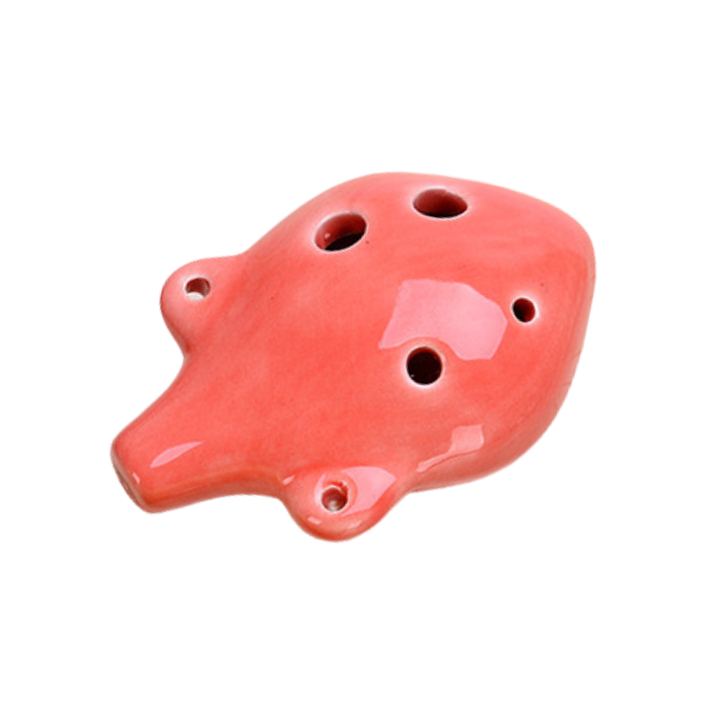 6-Hole Red Ocarina Dual-Ear Shape