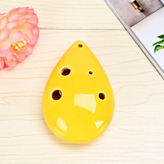 6-Hole Yellow Ocarina Teardrop Shape