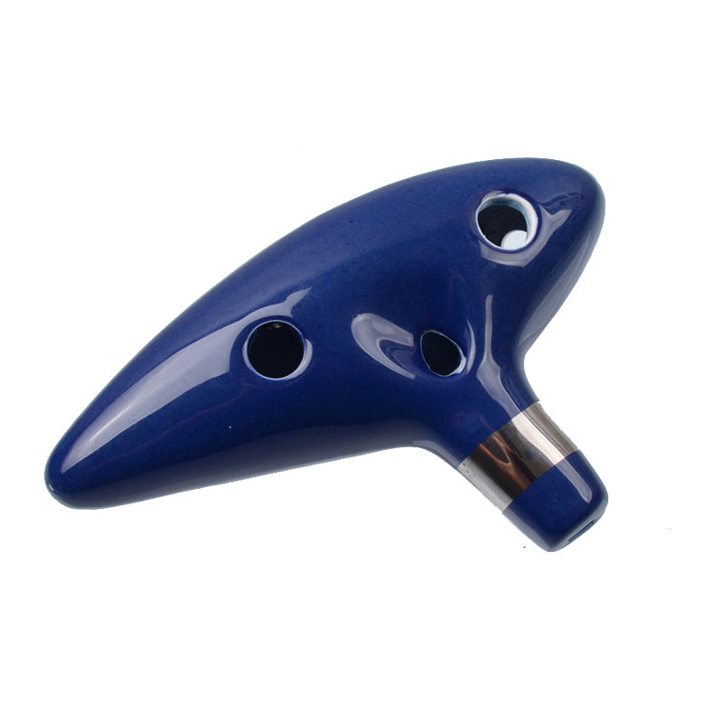 12 Hole Ceramic Blue Ocarina