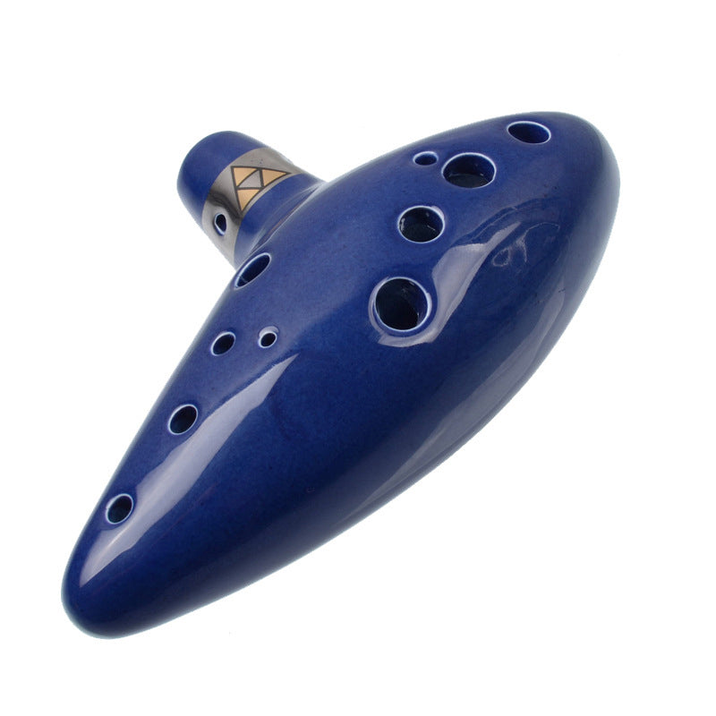 12 Hole Ceramic Blue Ocarina