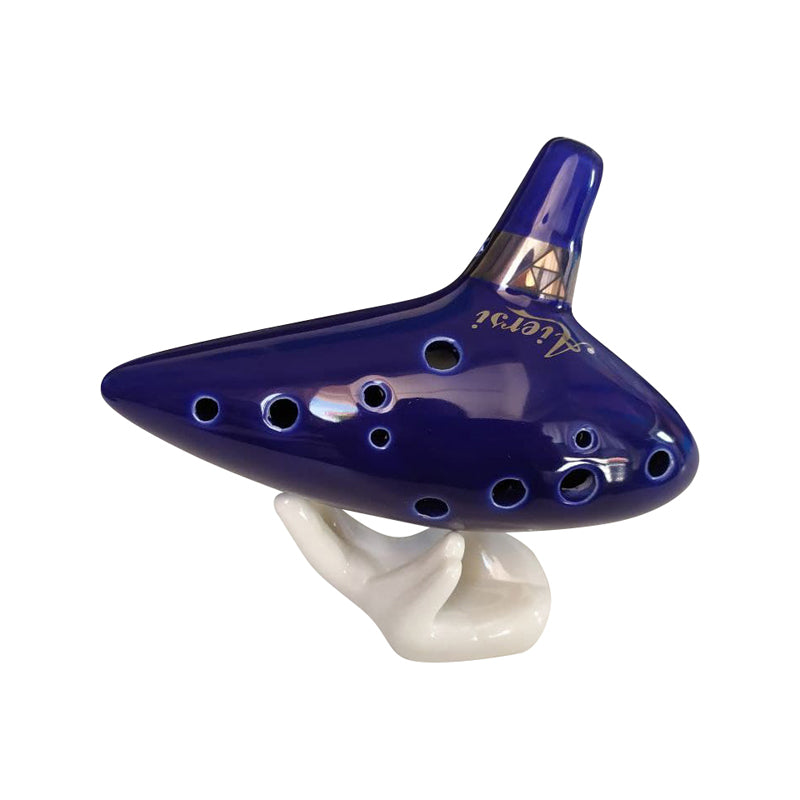 12 Hole Ceramic Blue Ocarina